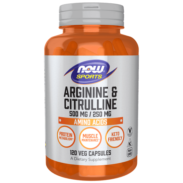 Arginina y Citrulina 500 mg 250 mg (120 cápsulas) - NOW Foods