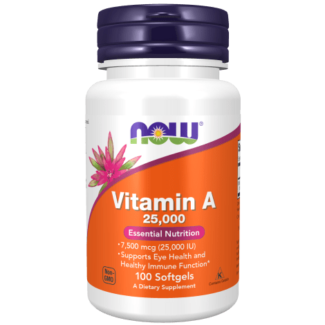 Vitamina A 25,000 UI (100 cápsulas blandas) - NOW Foods