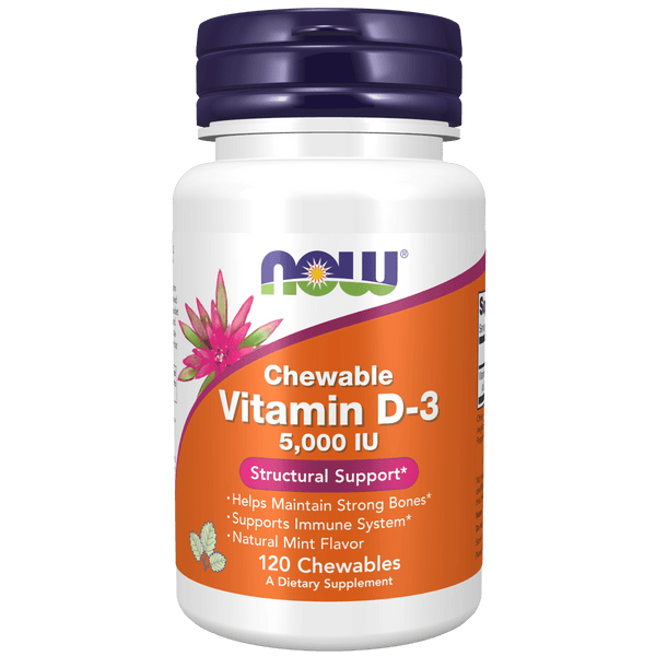 Vitamina D-3 5000 IU (120 masticables) - Now Foods