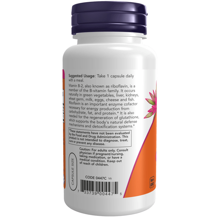 Vitamina B-2 100 mg para promover la salud energética y celular.