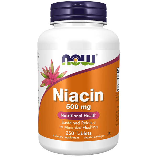 Niacina 500 mg (250 tabletas) - NOW Foods