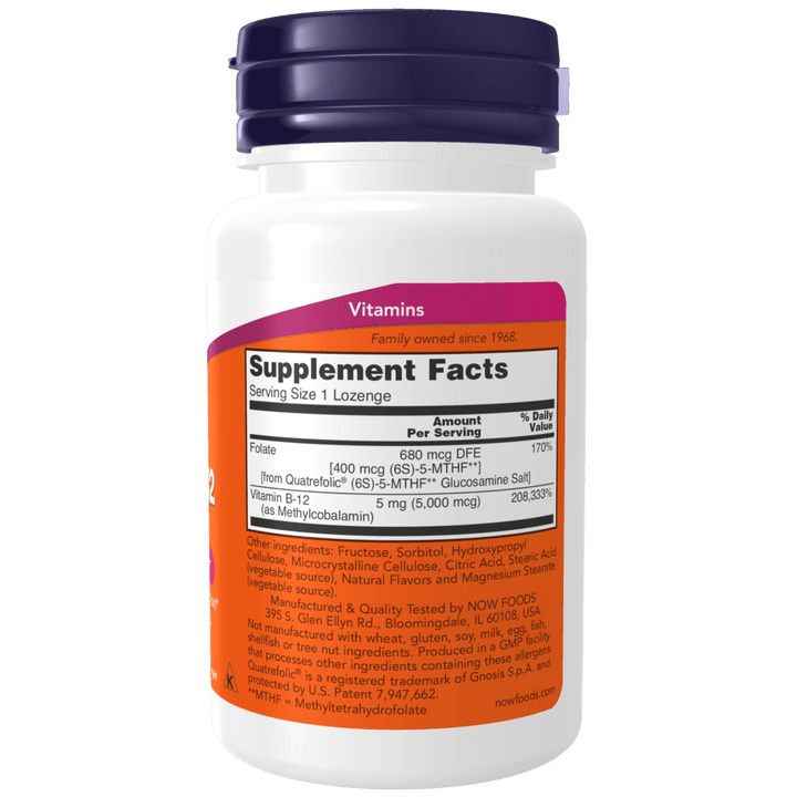 Methyl B-12 con folato para apoyar el sistema nervioso y la función cognitiva.