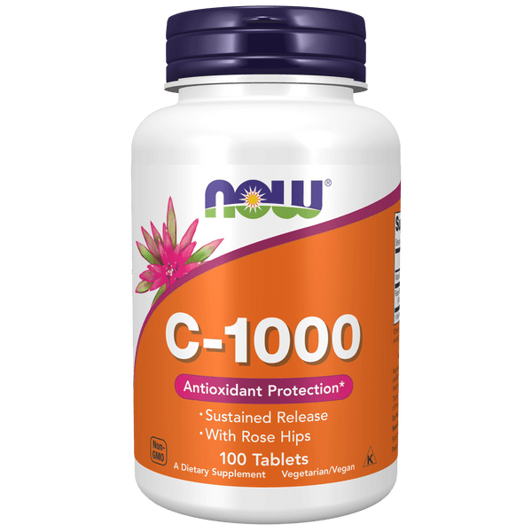 Vitamina C 1000 mg con Escaramujo (100 tabletas) - NOW Foods