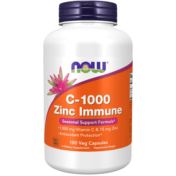 Suplemento Zinc C-1000 NOW Foods para fortalecer el sistema inmune.