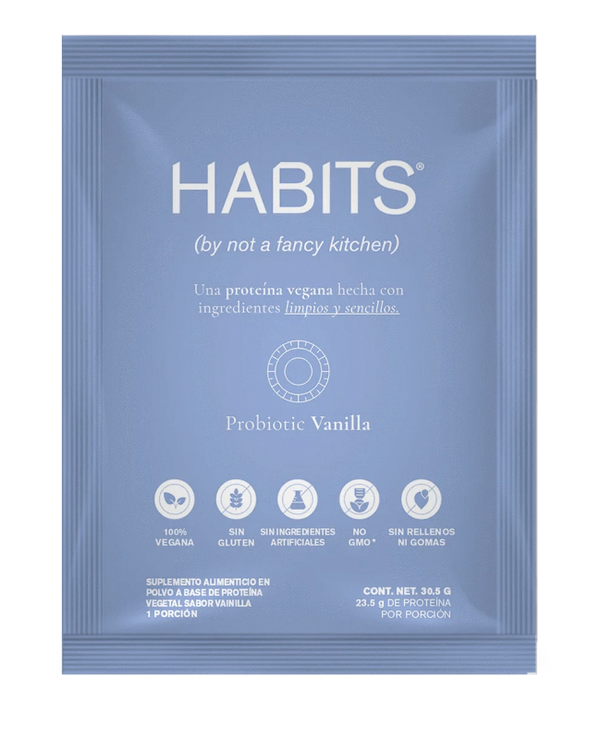 1 Sobre -HABITS-Proteína Vegana con Probióticos Sabor Vainilla