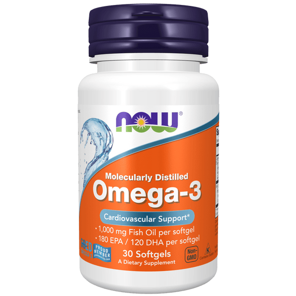 Omega-3 destilada molecularmente (30 cápsulas blandas) - NOW Foods