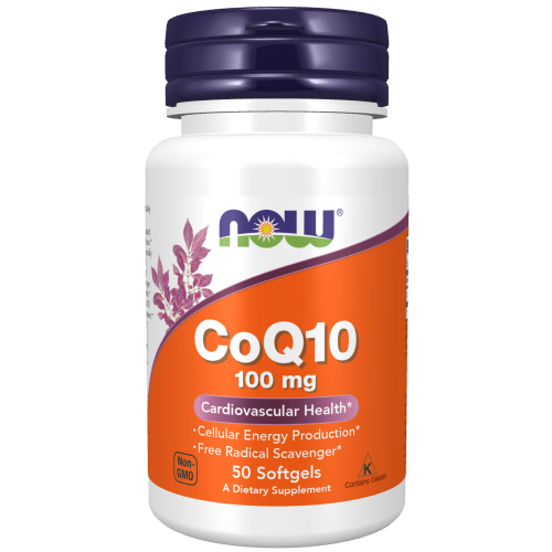 Suplemento CoQ10 100 mg para energía celular y protección antioxidante.