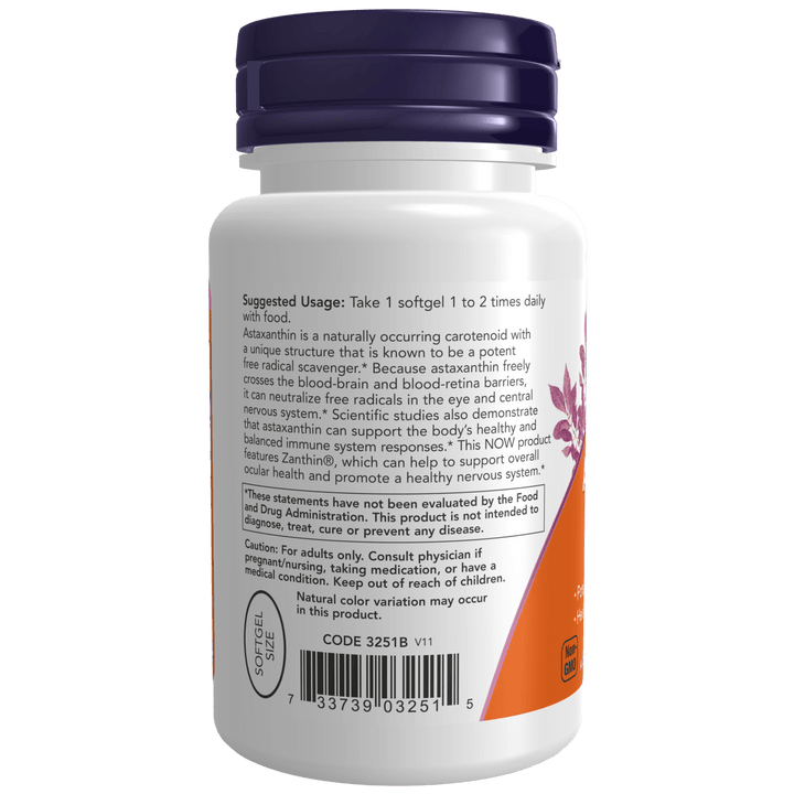 Astaxantina 4 mg para proteger las células del daño oxidativo.