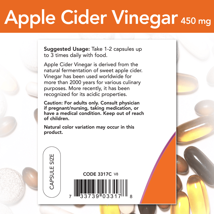 Vinagre de Manzana 450 mg para apoyo en la pérdida de peso y salud digestiva.