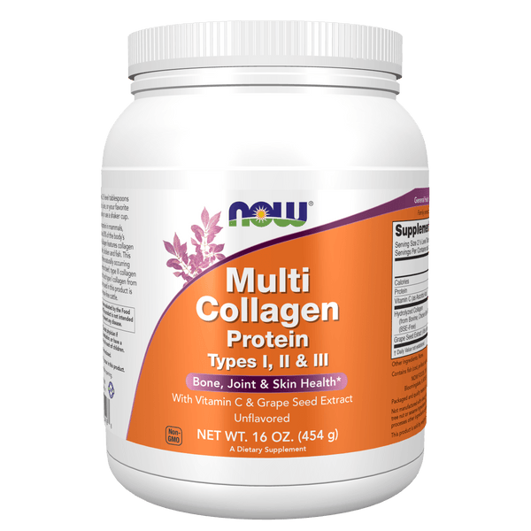 Proteína Multi Colágeno NOW Foods para salud de huesos y piel.