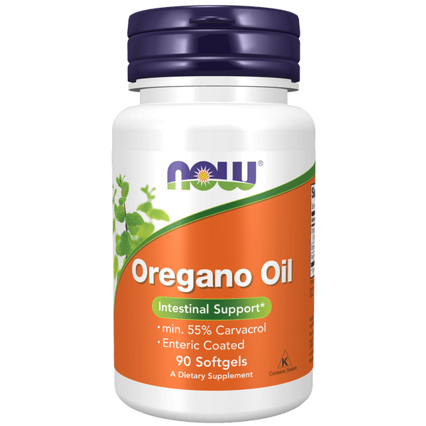 Suplemento Aceite de Orégano NOW Foods para apoyo intestinal.