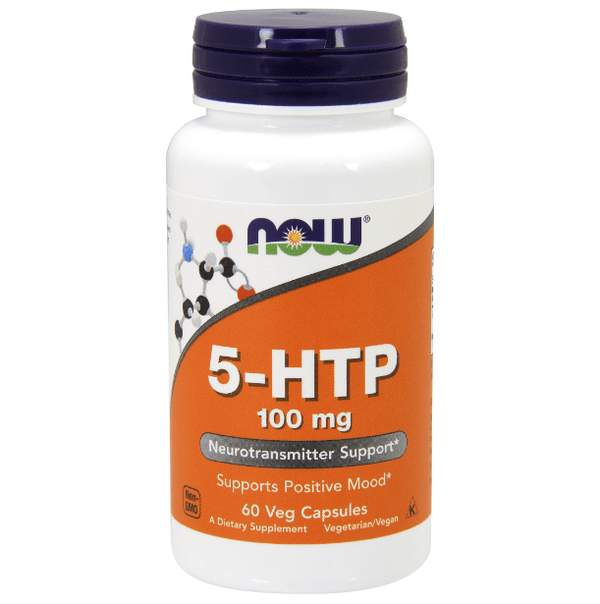 Suplemento 5-HTP 100 mg Now Foods para estado de ánimo y sueño.