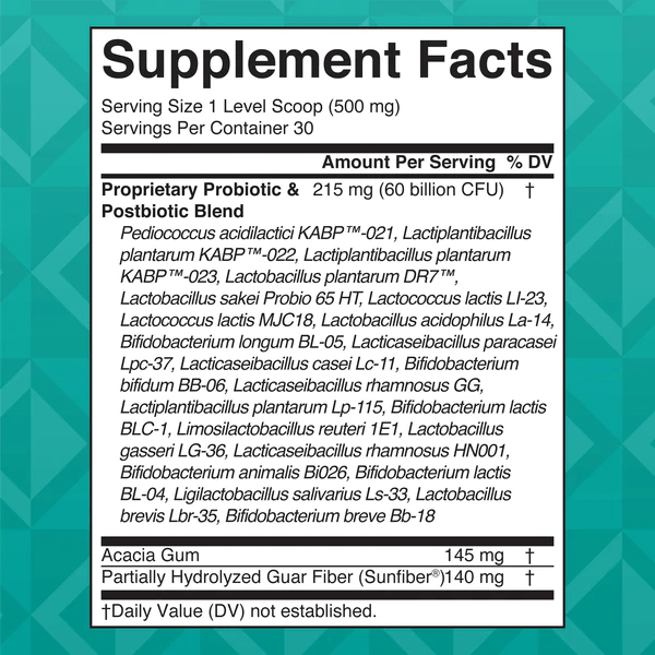 Suplemento con 60 mil millones de UFC para confort digestivo y digestión saludable.