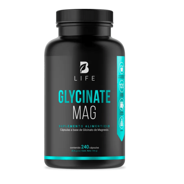 Suplemento Glicinato de Magnesio 408 mg B Life para alta absorción y energía.