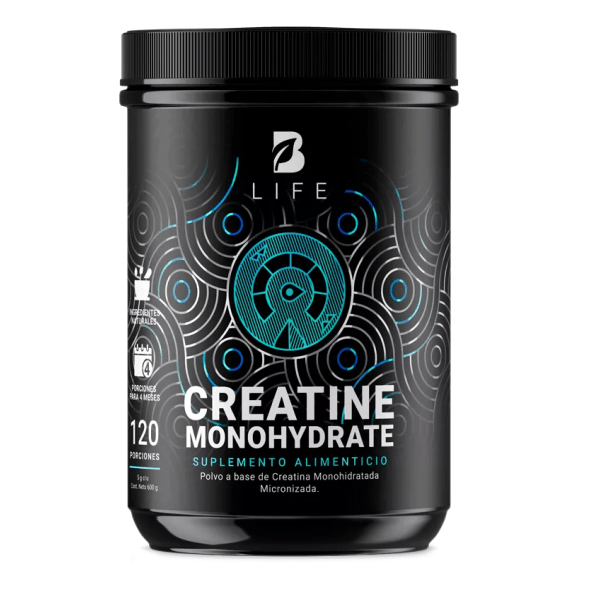 Creatina Monohidratada 600 g B Life para rendimiento físico y fuerza.