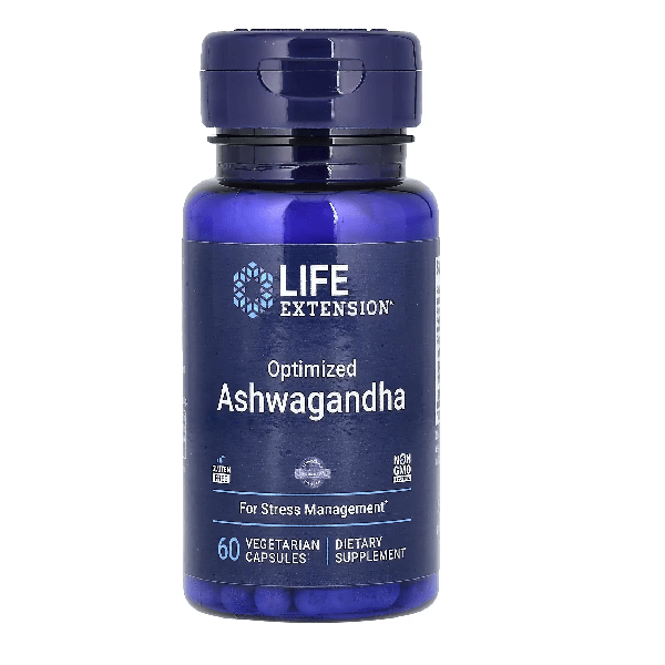 Suplemento Ashwagandha Optimizada Life Extension para energía y concentración