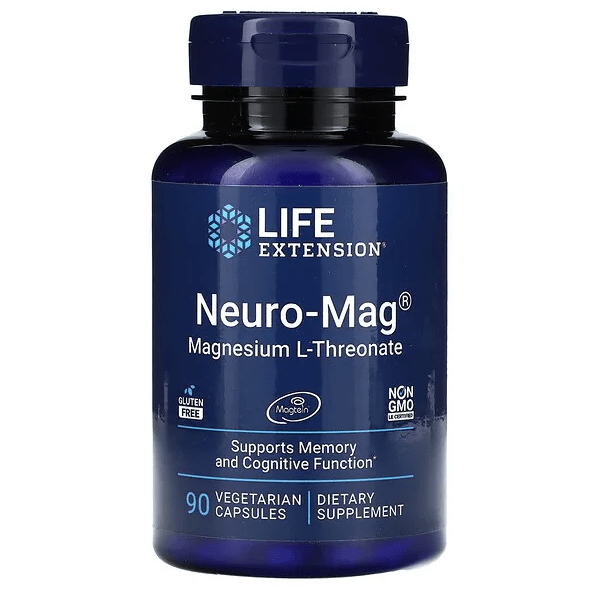 Suplemento Neuro-Mag Magnesio L-Treonato Life Extension para apoyo cognitivo.