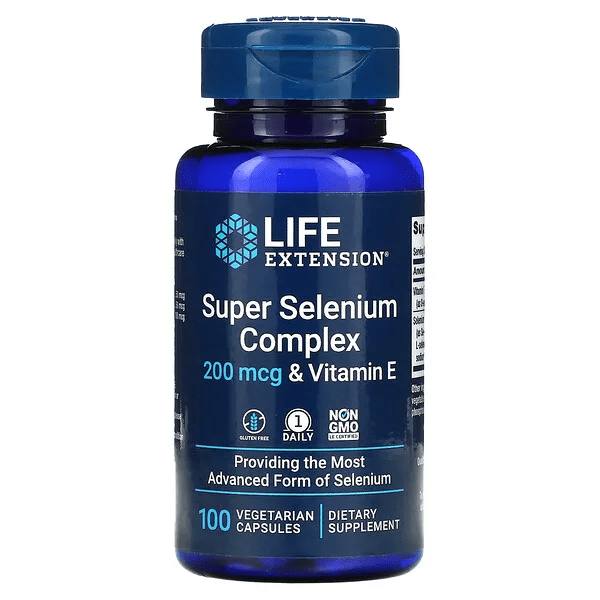 Suplemento Super Selenio y Vitamina E Life Extension para protección antioxidante