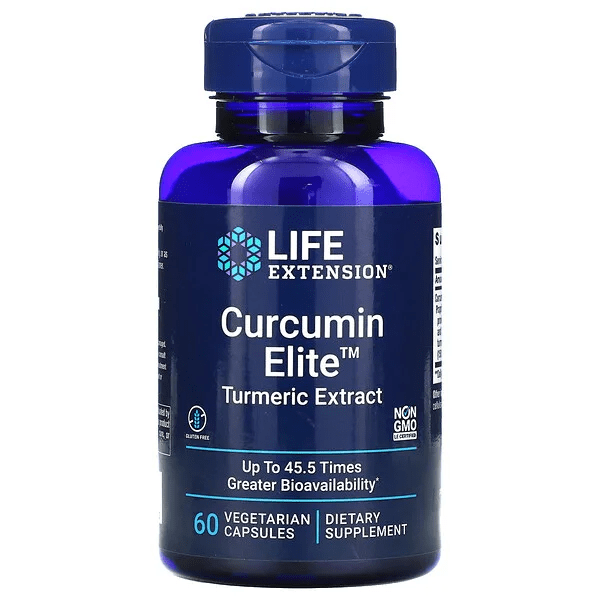 Suplemento Curcumin Elite Life Extension para salud inflamatoria y antioxidante.