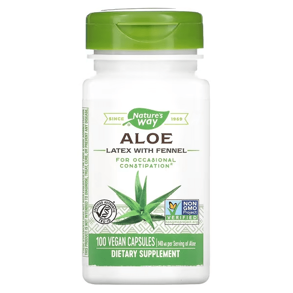 Látex de Aloe con Hinojo, 140 mg (100 veg caps)