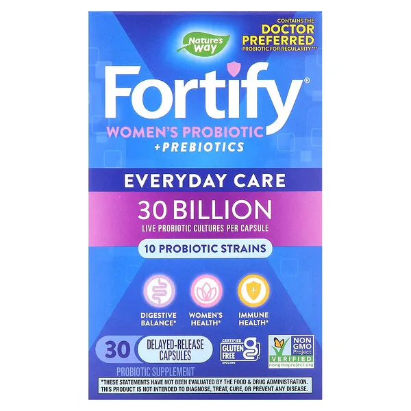 Suplemento Fortify Probiótico Diario para Mujeres Nature's Way para salud digestiva.