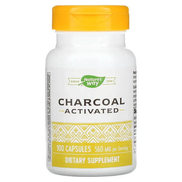 Carbón vegetal activado, 560mg, 100 cáps