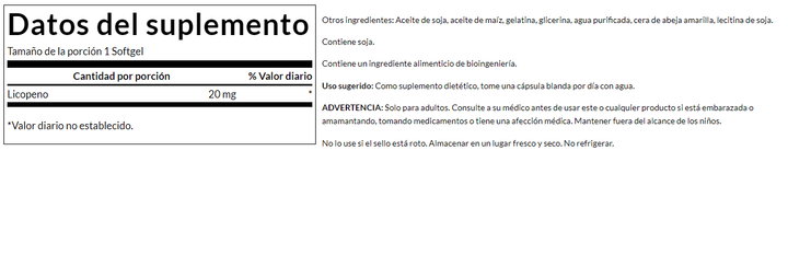 Licopeno Swanson para neutralización de radicales libres y apoyo celular.