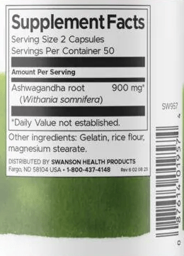 Cápsulas veganas de Ashwagandha para mejorar la función cerebral y energía equilibrada.