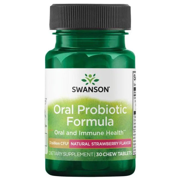 Fórmula probiótico oral sabor natural a fresa (30 tabletas masticables) - Swanson