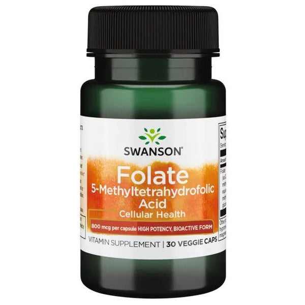 Folato (ácido 5-metiltetrahidrofólico) 800 mcg (30 cápsulas) - Swanson