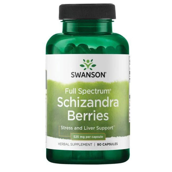 Suplemento Schizandra 525 mg Swanson para salud hepática y energía.