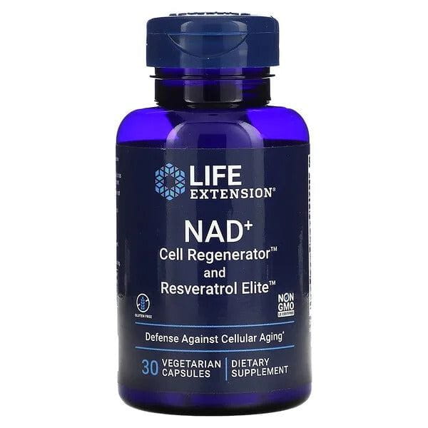 Suplemento NAD+ 300mg y Resveratrol Elite de Life Extension - 30 cápsulas vegetales para la regeneración celular y antienvejecimiento.