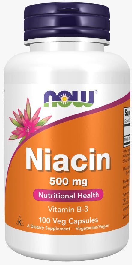 Niacina 500 mg (100 cápsulas) - NOW Foods