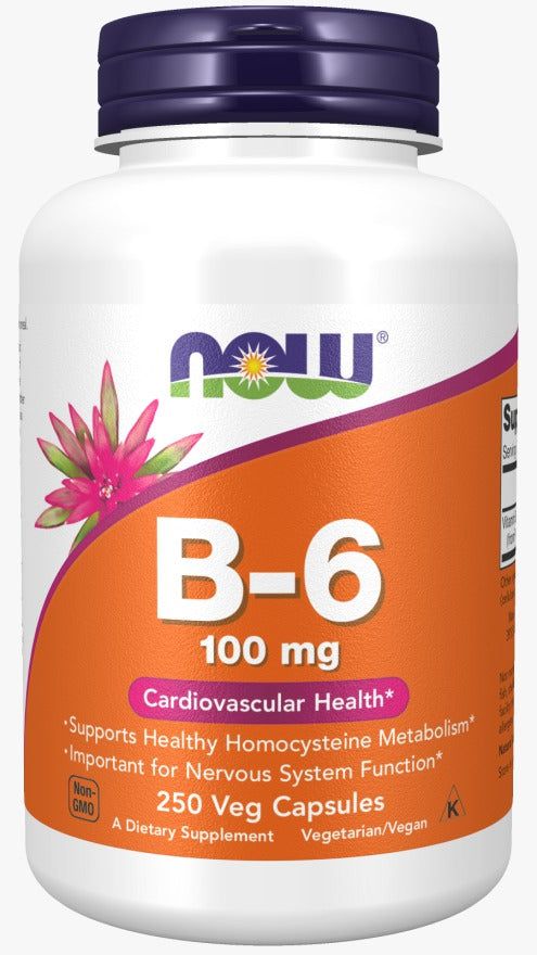 Vitamina B-6 100 mg (250 cápsulas) - NOW Foods