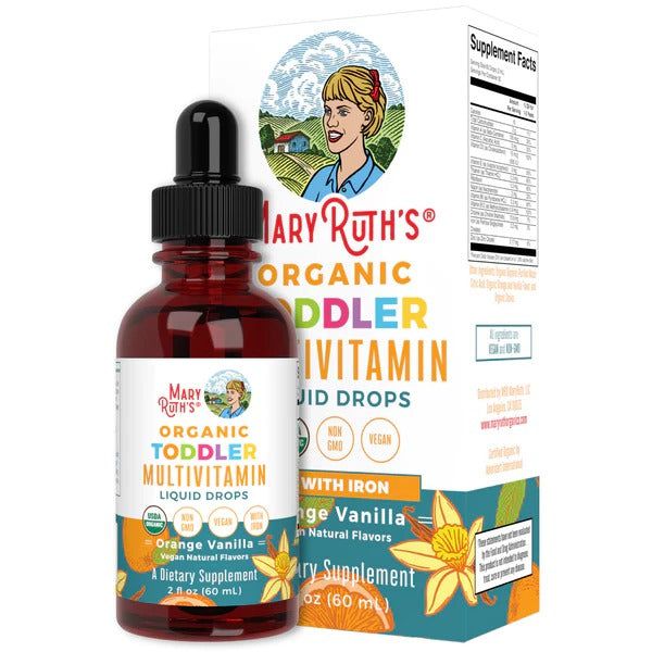 Gotas líquidas multivitamínicas orgánicas para niños pequeños con hierro (60ml)