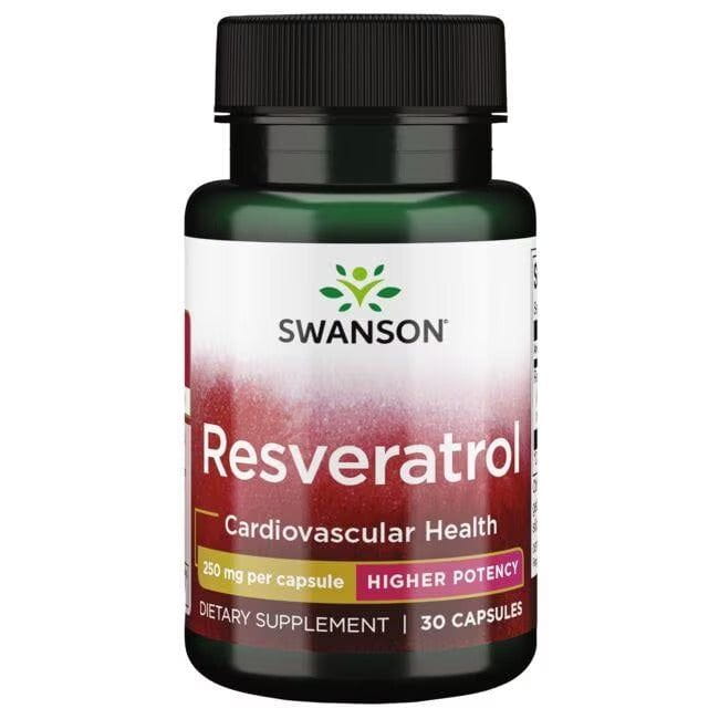 Suplemento Resveratrol 250 mg Swanson para salud cardiovascular y antioxidante