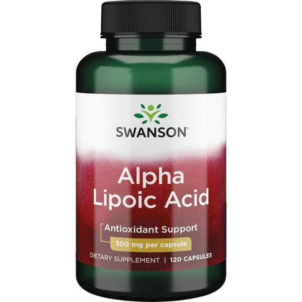 Suplemento Ácido Alfa Lipoico 300 mg Swanson para metabolismo y antioxidante.