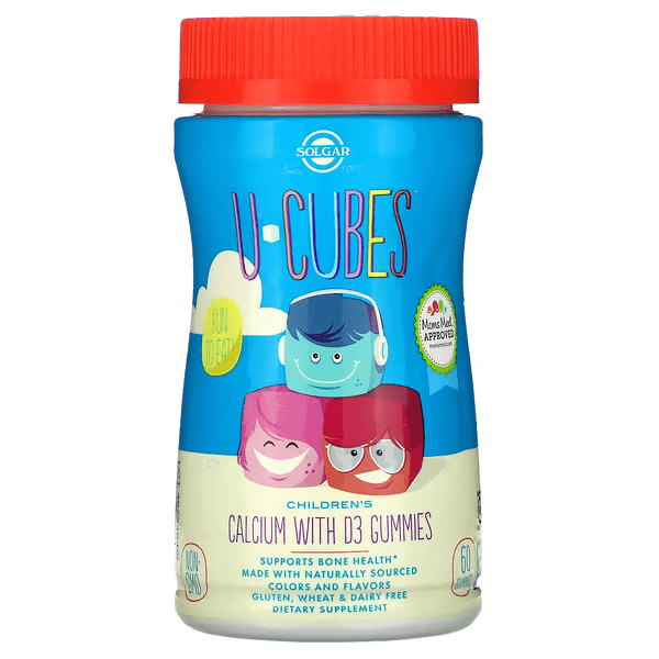 U-Cubes, Calcio para Niños con D3 Sabor Limonada Rosa, Arándano & Fresa (60 gomitas), Solgar