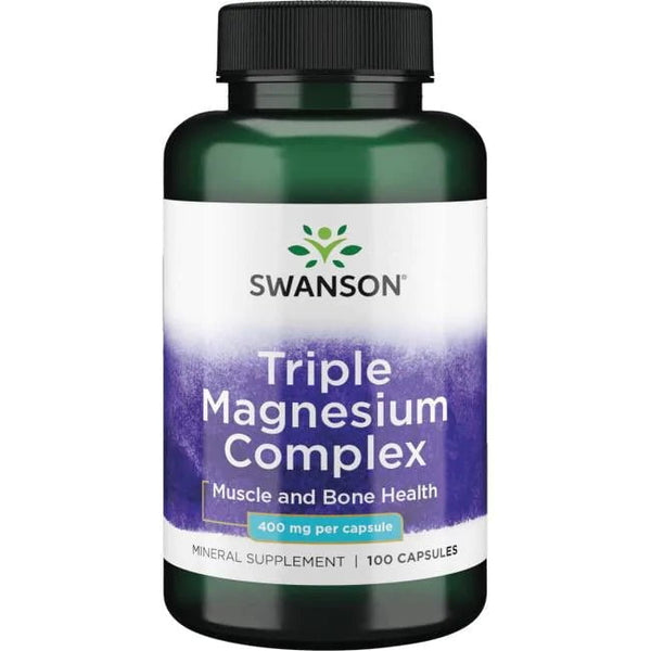 Complejo Triple de Magnesio 400 mg Swanson para músculos y huesos fuertes.