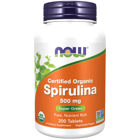 Espirulina Orgánica 500 mg NOW Foods para desintoxicación.