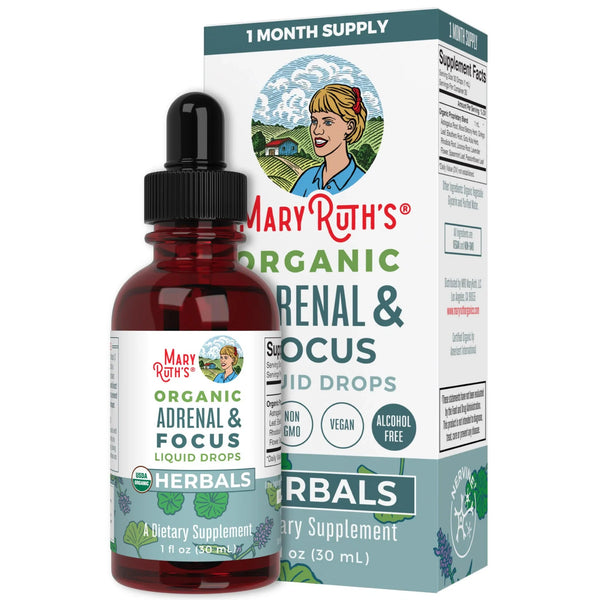 Mezcla de hierbas orgánicas suprarrenales y de enfoque (30 ml) - Mary Ruth's