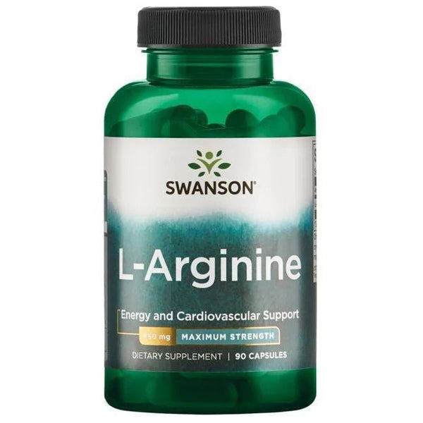 Suplemento L-Arginina 850 mg Swanson para salud vascular y rendimiento físico.