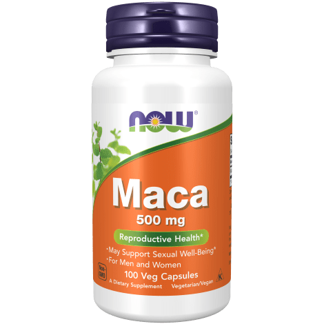 Maca 500 mg de NOW Foods para energía, vitalidad y bienestar hormonal.