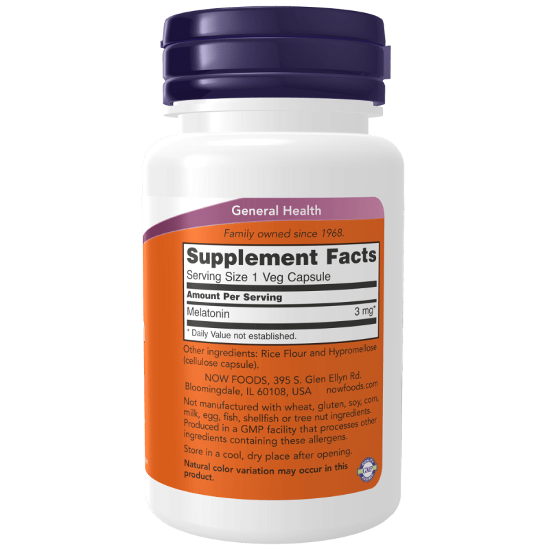 Melatonina de 3 mg Now Foods
