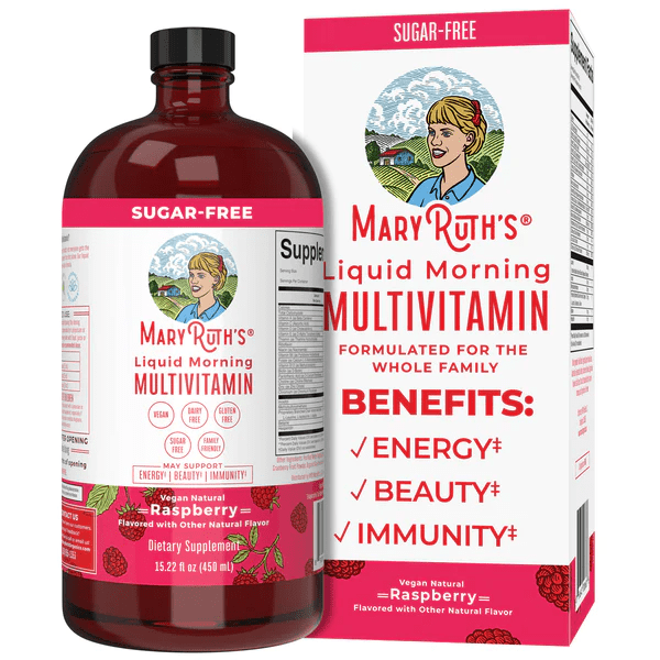 Multivitamínico Matutino, Frambuesa, Liquido (15.22 fl oz/450ml), Mary Ruth's