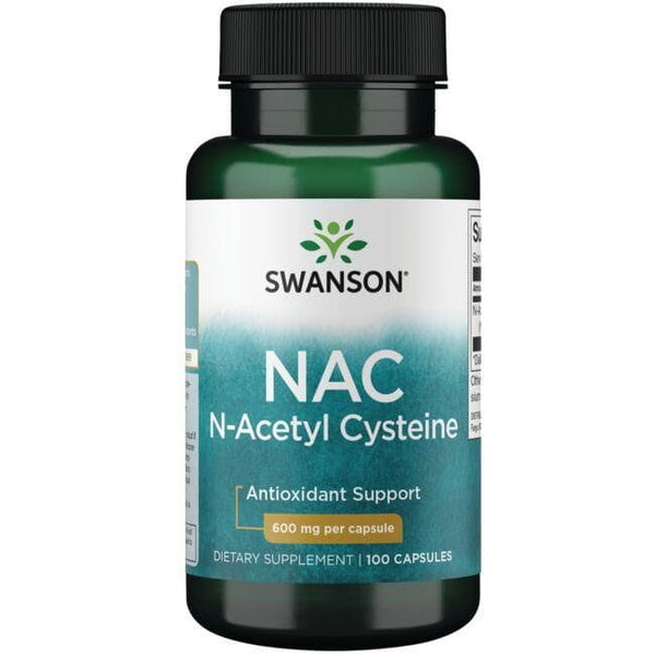 Suplemento NAC 600 mg Swanson para salud hepática y antioxidante.