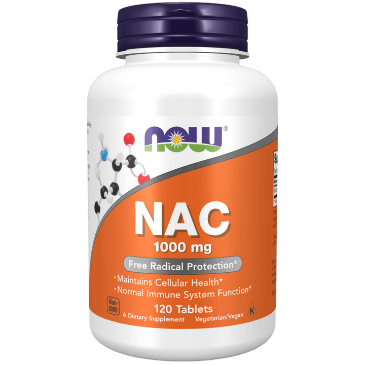 Suplemento NAC 1000 mg Now Foods para salud celular e inmunidad.