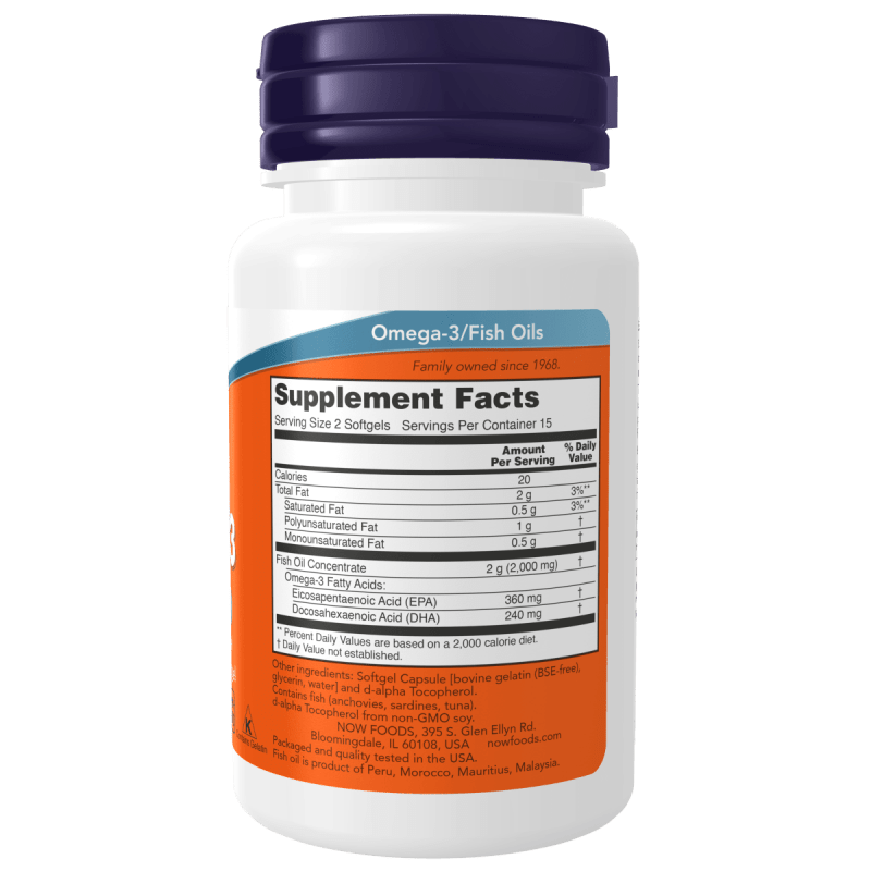 Cápsulas blandas Omega-3 puro NOW Foods.