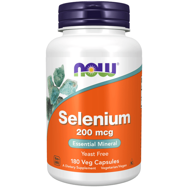 Selenio 200 mcg de NOW Foods para apoyo tiroideo y antioxidante.