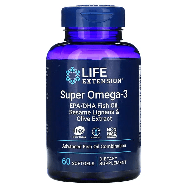 Suplemento Super Omega-3 EPA DHA Life Extension para salud cardiovascular